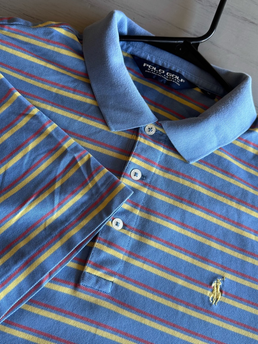 Polo Golf Ralph Lauren Blue Striped Pima Cotton Polo L